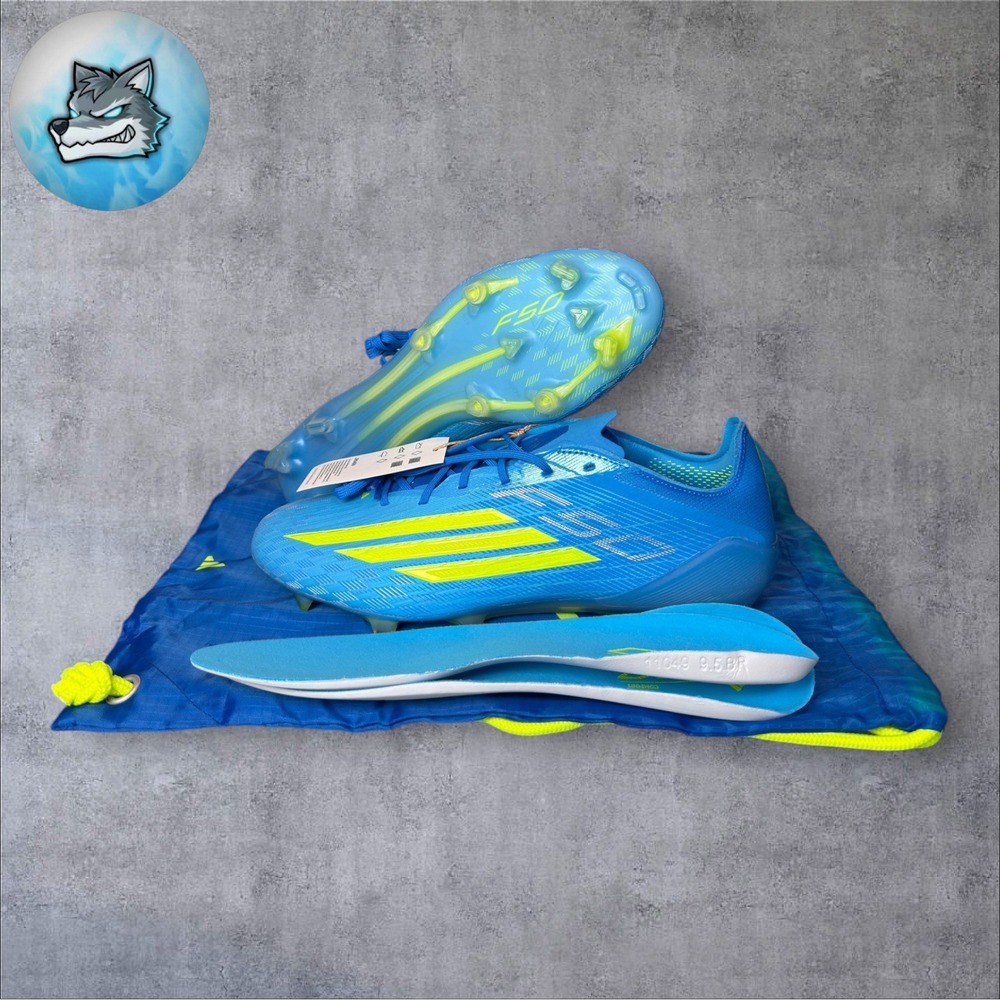 adidas F50 Elite FG Soccer Cleats Lucid Ray Blue Solar Yellow Men Size 10 JR6450